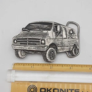 Vintage Die Cut Cut Out Retro Van Belt Buckle 1970s Dodge Hippie Boggie Pewter - Picture 1 of 12