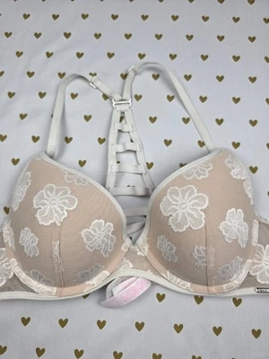 Victorias Secret PINK Floral Caged Racerback Bra 36B Lightly Lined - Image 1 of 4