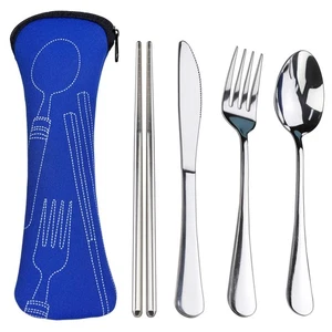 Portable Silverware Set Case Travel Camping Utensils Stainless Steel Cutlery RV - Picture 1 of 7
