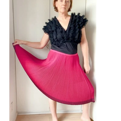 Falda Midi Vintage Micro Plisada Rosa Talla M/L Ajuste Gypsycore Boho Hippie Vibraciones  Foto 1 de 4