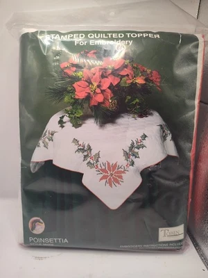 NEW Tobin Holiday Wreath Tablecloth Stamped for Embroidery 36 Inch square 55002 - Image 1 of 4
