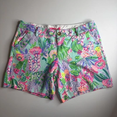 Pantalones Cortos Lilly Pulitzer Talla 8 Coloridos Resort Palm Beach Golf Bolsillos Elásticos Foto 1 de 4
