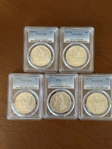 Set Of 5 1879-O Morgan Dollars. PCGS. AU-50 (2) and XF-45 (3) - Picture 1 of 2