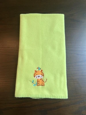 Baby Blanket Garanimals Tiger Blue Bird Green Fleece Soft Lovey Applique 30"x40" - Image 1 of 4