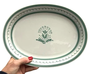 Vintage Arabia Finland grüne Distel große ovale Platte handbemalt 11-1/2 "x 8-5/16". - Bild 1 von 4