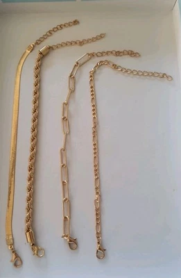 Damen Schmuck Set Modeschmuck Armketten-Set 4-teilig Goldfarben - Bild 1 von 4