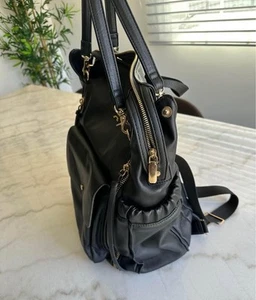 Miss Fong Diaper Bag Backpack Baby Bag,Leather Black- EUC - Picture 1 of 7
