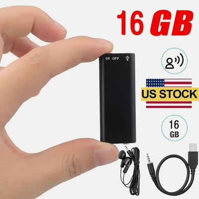 Mini Spy Hidden Audio Recorder Voice Activated Office Listening Device 16GB US