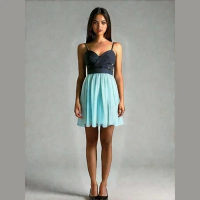 Hailey Logan By Adrianna Papell Mini Dress Woman's 3/4 Formal Black Green Dance - Image 1 of 4