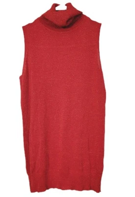 Joseph A 金属色无袖高领结毛衣 S 码假日红色 — 第 1/4 张图片