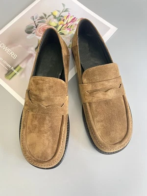Massimo Dutti Women's Suede Loafers Slip On Comfort Flat Casual Retro Shoes - Image 1 of 4