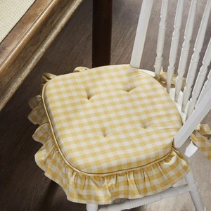 Golden Honey Ruffled Chair Pad 16.5x18 VHC Brands - Picture 1 of 8