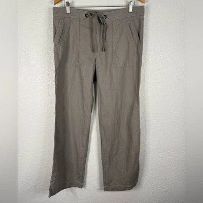 Banana Republic Martin Fit Gray Straight Leg Pants Linen Cotton Casual Natural - Image 1 of 4