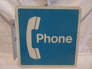 Vintage 12”x12” Painted Metal Flanged Double Sided Phone Sign - Picture 1 of 5