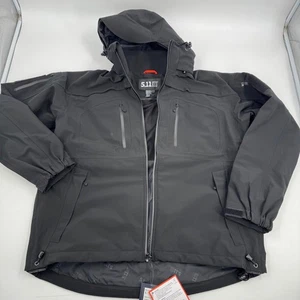5.11 Tactical Sabre 2.0 Jacket Black Mens Large Water Resistant Hooded - Picture 1 of 11