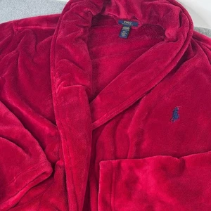 Polo Ralph Lauren Luxus Langarm Schalkragen Morgenmantel Rot Gr. L/XL Plüsch - Bild 1 von 6