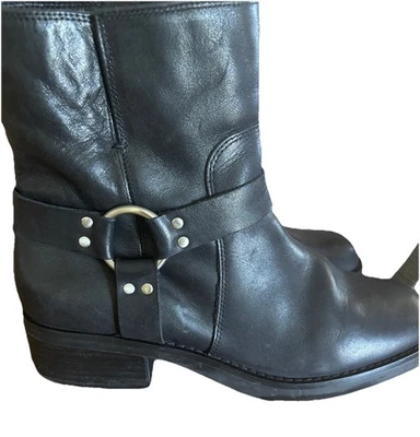 Sole Society Karisa Size 8M Zip Boots Black Leather Harness Moto Biker Grunge - Image 1 of 4
