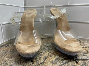 Fabulicious Lip-108 Tan Clear Size 9  5" heel - Picture 1 of 3