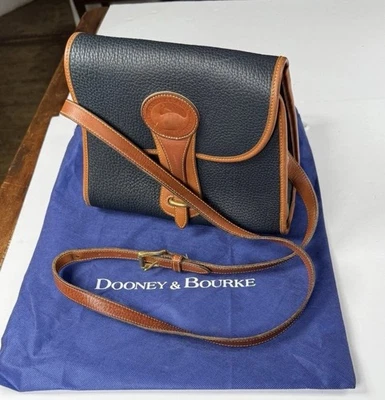 Dooney & Bourke Navy Medium Essex Shoulder Crossbody Bag. Solid Brass Hardware. - Image 1 of 4
