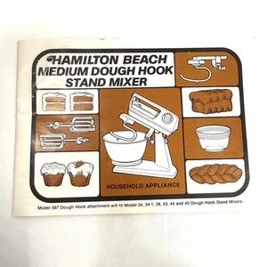 Vtg Hamilton Beach Medium Dough Hook Stand Mixer Instruct & Recipe BOOKLET Only - Picture 1 of 3
