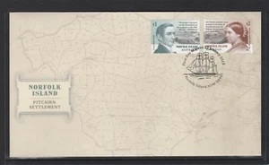 NORFOLK Island 2019 PITCAIRN SETTLEMENT design set of 2 on FDC - History. - Picture 1 of 1