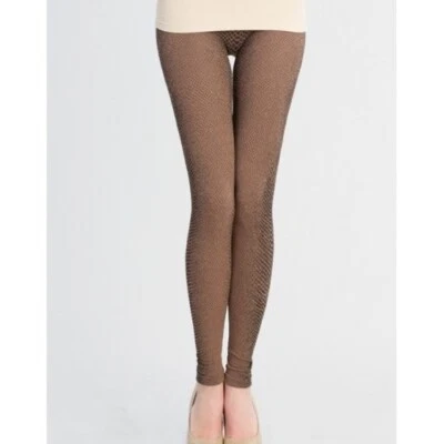 New Taupe Snakeskin Pattern Soft and Stretchy Premium Leggings - Image 1 of 2