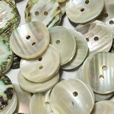 White/Iridescent Japanese Turbo/Snail Shell Button Green Back 13,17,19,21,23mm - Image 1 of 4