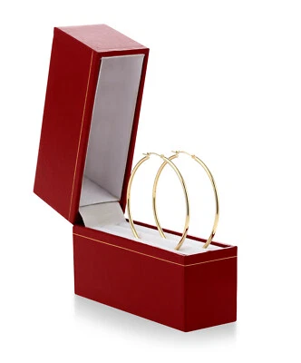 10K/14K Solid Gold Shiny Polished Large Round Creole Hoop Earrings Large Sizes - Image 1 of 4