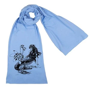 Mermaid La Luxure Screen printed Cotton Scarf - Bild 1 von 16