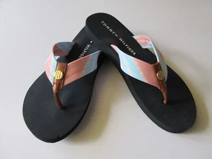 Tommy Hilfiger TWCEYLING-M Flip Flop blau mit mehrfarbigem Stoffriemen Neu - Bild 1 von 4