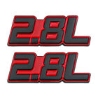 2X Black & Red Metal Car Fender 2.8L Emblem Suv V6 V8 Engine Logo Racing Badge