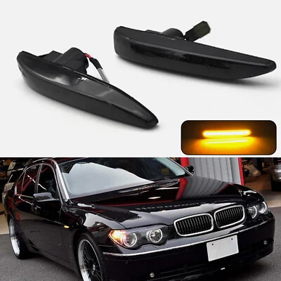 2X SMOKED Amber LED Side Marker Light Lamp For 2002-2008 BMW E65 E66 7-Series - Image 1 of 4