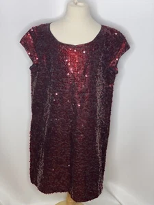 Gap Girls Sequined Dress In Deep Red Size 14-16 XXL Plus - Picture 1 of 3
