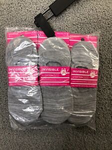  On the go 6 Pair No Show socks womens size 5-10 gray 