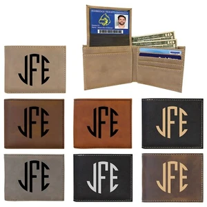 Personalized Leather Wallet for Men with Custom Engraving. Slim Bifold Wallet. - Picture 1 of 8