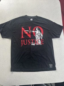 NO JUSTICE Dead WRNG Tee Men's XL Vintage Black T-Shirt Pre-Owned - Picture 1 of 5