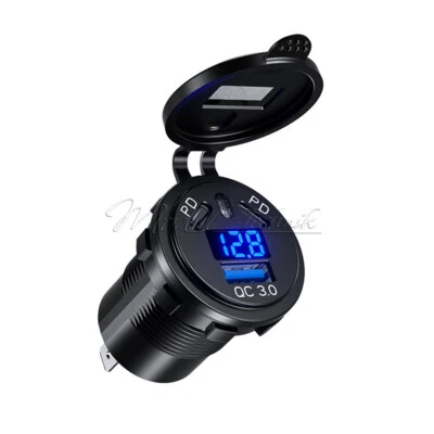 DC12-24V 3 Ports 45W PD QC3.0 USB Fast Charger Socket Power Adapter For Car Boat - Image 1 of 4