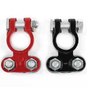 2PCS Car Battery Terminal Connector Positive Negative Post Heavy Duty Clamp Clip - Picture 1 of 6