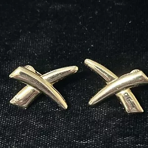 Vintage Brosche vergoldet Metall X-förmige Brosche Pin - Bild 1 von 5