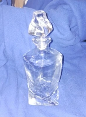 Crystalex Bohemia? Decanter, 11" Square Twist Bohemian Crystal Glass W Stopper - Image 1 of 4