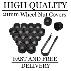 21mm Black Wheel Nut Bolt Covers + Locking For Mitsubishi L200 [Mk4] (2006-15) - Picture 1 of 1