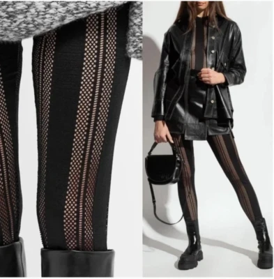 Leggings GANNI Pequeños Estribo de Malla Negra Encaje Elástico Transpirable Nuevos con Etiquetas Foto 1 de 4