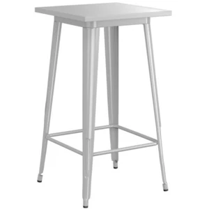 24'' Square Silver Metal Indoor & Outdoor Restaurant Patio Bar Height Table - Picture 1 of 5
