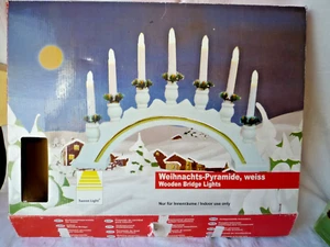 Schwibbogen Lichterbogen 7 Kerzen Holz weiß OVP - Bild 1 von 3