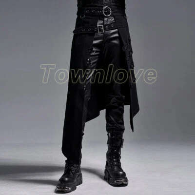 Hombres Dama Falda Gótica Steampunk Punk Negra Asimétrica Renacimiento Victoriano Sexy Foto 1 de 4