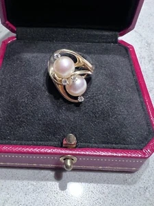 Ring Perle 2 - 8 mm & mit 4 Diamanten - feiner Edelsteinring - Bild 1 von 3
