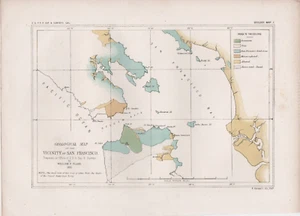 1853 U.S.P.R.R. Mapa a color de encuesta de W. Blake de la bahía y cercanías de San Francisco - Imagen 1 de 1