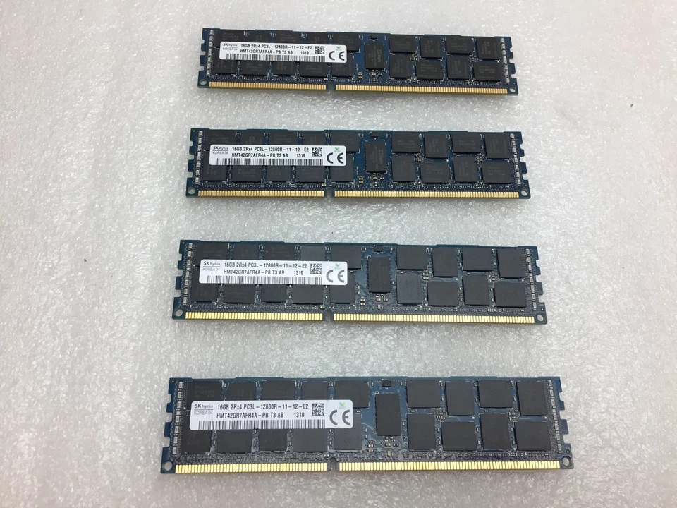Lote de 4 SK Hynix 16GB PC3L-12800R DDR3L-1600 REG RAM HMT42GR7AFR4A-PB Servidor Foto 1 de 2