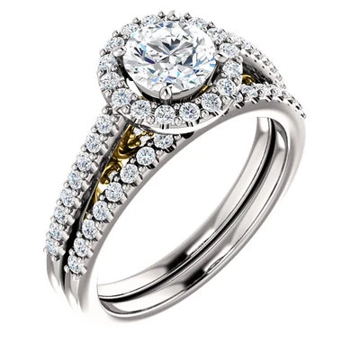 1 ct Round Diamond Halo Solitaire Ring 14k Two Tone Gold 1.64 tcw - Image 1 of 2