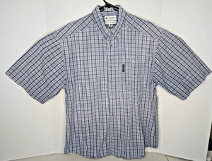 Columbia Shirt Mens L Blue Plaid Button Down Short Sleeve Light Weight Outdoor - Picture 1 of 8